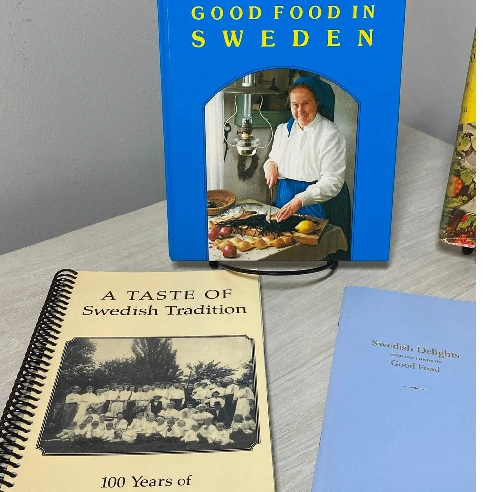 Lot of 7 Vintage Swedish Cookbook Smorgasbord Regional Recipes Heritage Baking